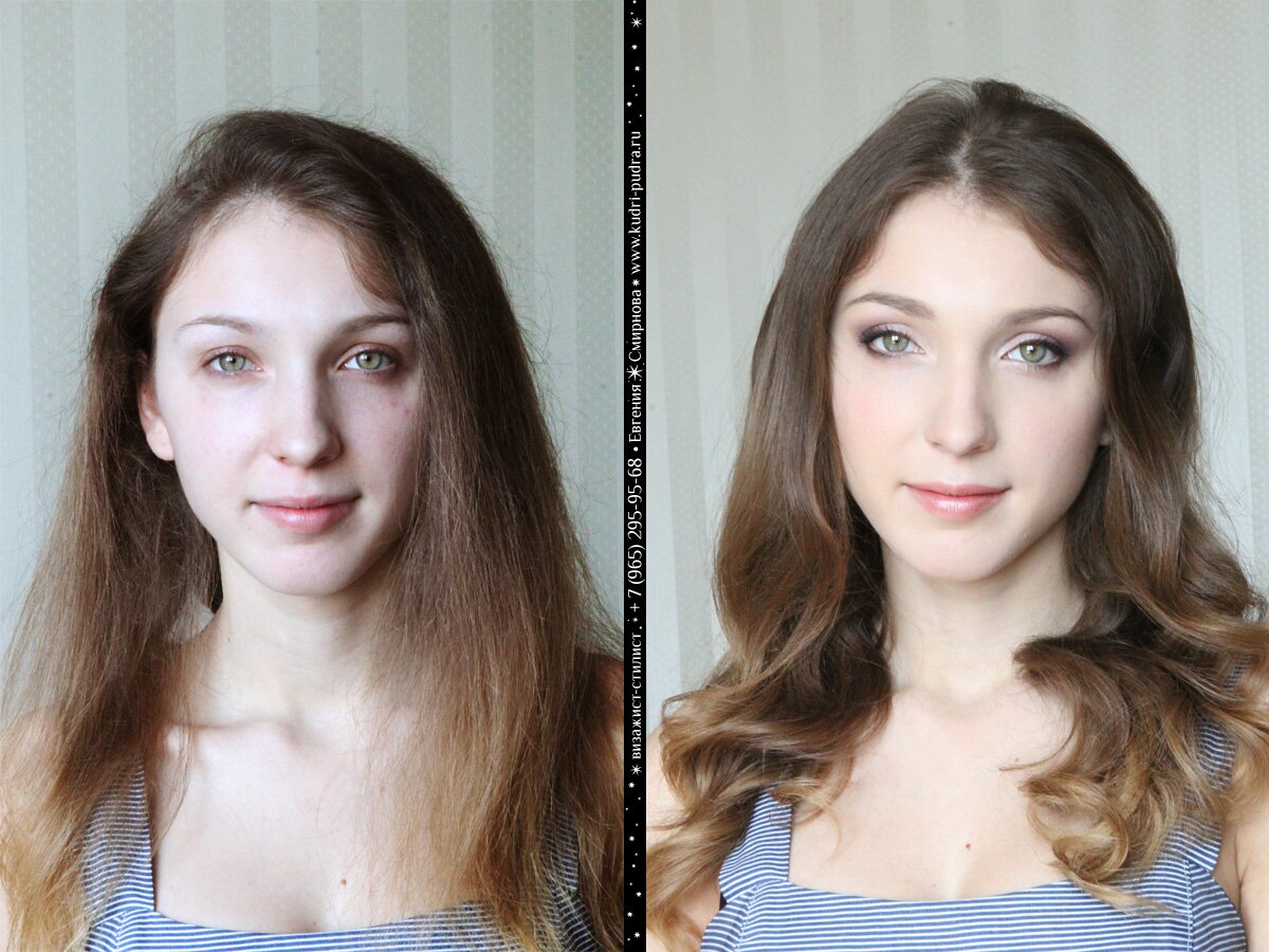 профессиональный макияж до и после, визажист, стилист Евгения Смирнова
