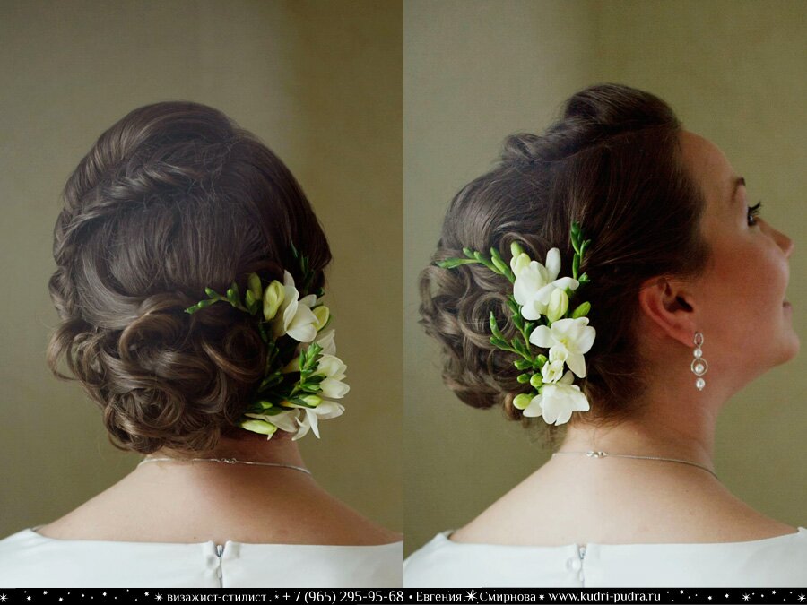 свадебная причёска с цветами